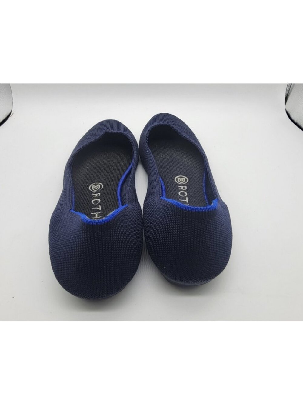 ROTHY'S Size 8.5 Blue Knit Round Toe V Cut Ballet Flats Shoes - Picture 3 of 6